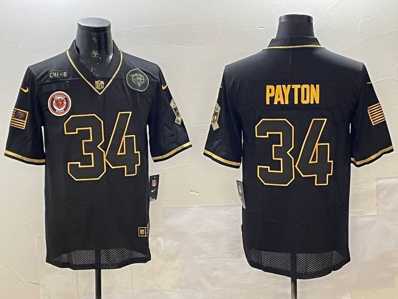 Men Chicago Bears #34 Payton Black Gold 2025 Nike Limited NFL Jersey style 3->san francisco 49ers->NFL Jersey